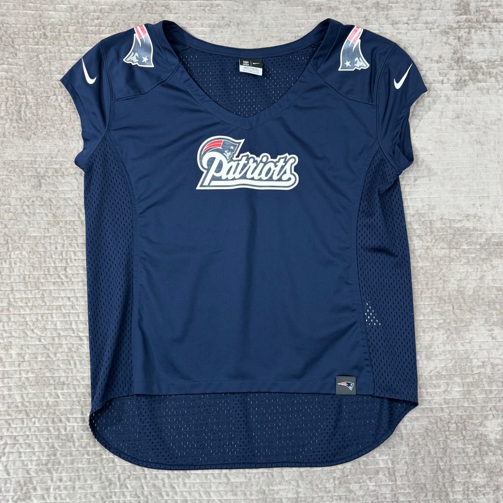 Nike NFL New England Patriots Jersey Top Navy Blue Mesh V-Neck L 552266-419